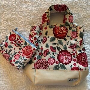 Cath Kidston Red and Cream Floral Tote with Pouch